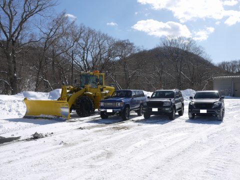 羽鳥湖　スノボ　除雪車　ランクル　コラボ